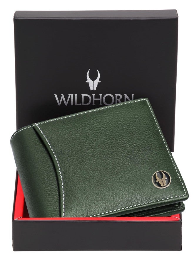 WildHorn Rfid Protected Leather Wallet For Men, Green - Image 2